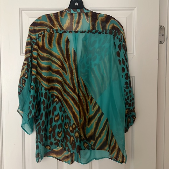 Alberto Makali turquoises and leopard tunic - Picture 2 of 4